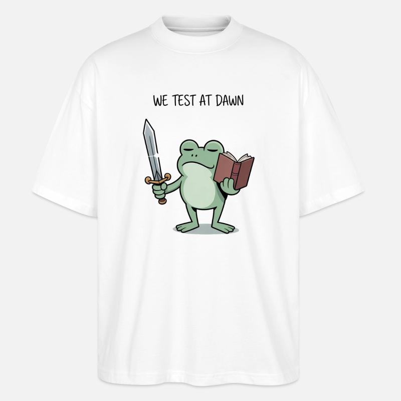 Dawn Quest Froschritter - Stanley/Stella Oversized Unisex Bio T-Shirt Blaster 2.0 - Weiß