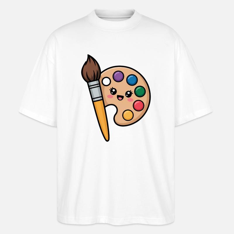 Painter Brush and Paint Palette - Stanley/Stella Oversized Unisex Organic T-shirt Blaster 2.0 - white