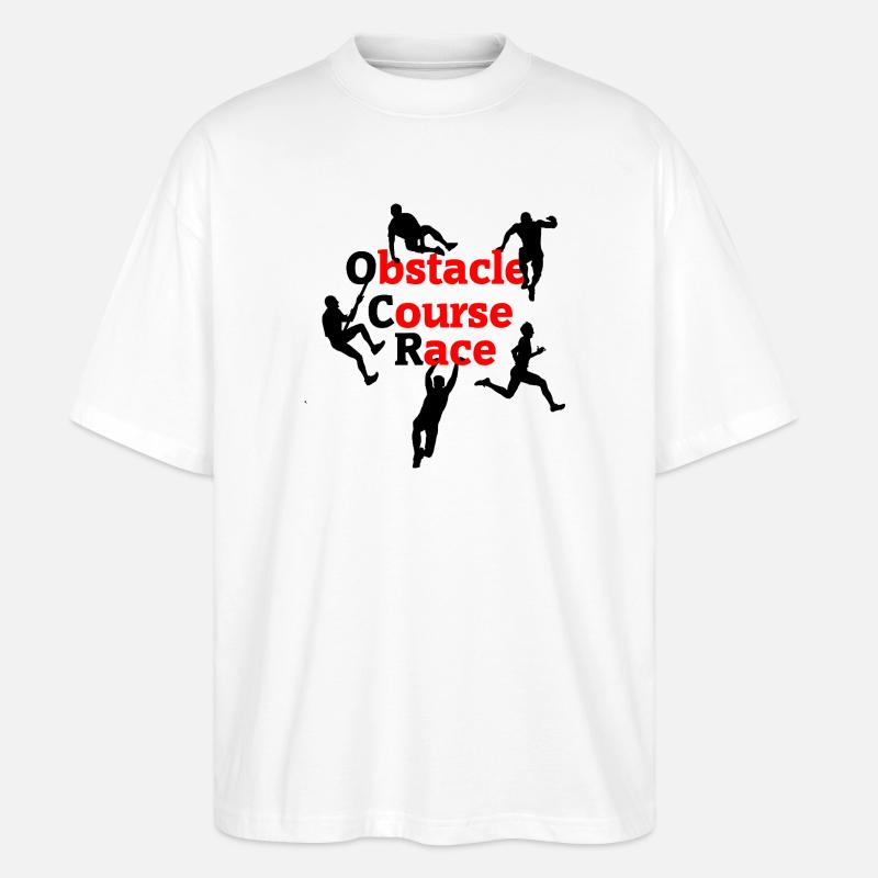Course d’obstacles – Red Impact Design - T-shirt bio Blaster 2.0 coupe oversize Stanley/Stella Unisexe - blanc