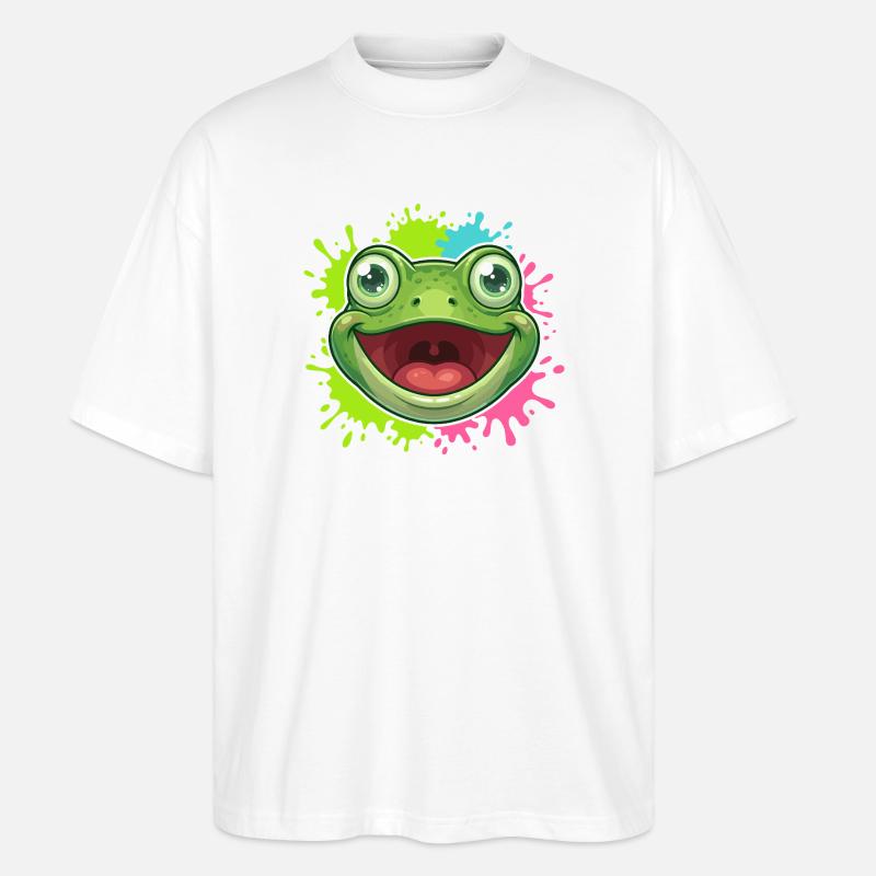 Cheerful Frog Splash - Stanley/Stella Oversized Unisex Organic T-shirt Blaster 2.0 - white
