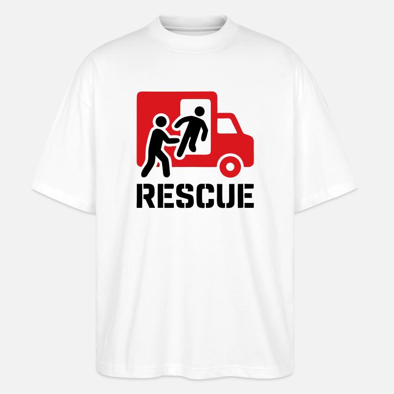 Rescue Rettungsdienst Einsatz - Stanley/Stella Oversized Unisex Bio T-Shirt Blaster 2.0 - Weiß