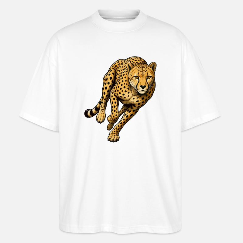 Leopardensprint Wildes Muster - Stanley/Stella Oversized Unisex Bio T-Shirt Blaster 2.0 - Weiß