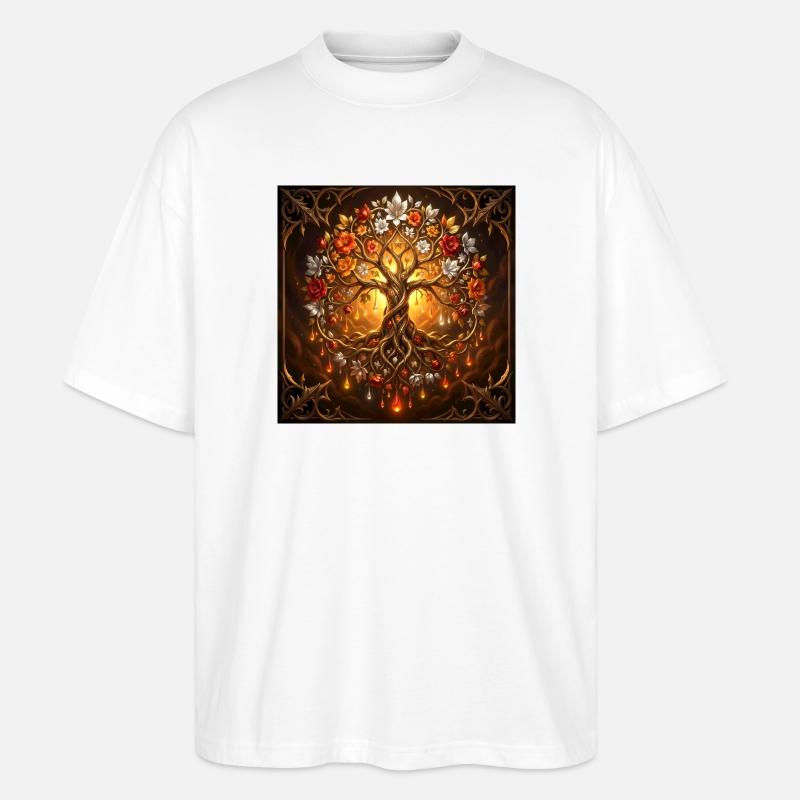Arbre de vie luminescent - T-shirt bio Blaster 2.0 coupe oversize Stanley/Stella Unisexe - blanc