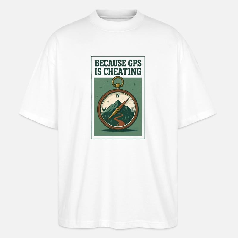 Le GPS triche | Randonnée au compas - T-shirt bio Blaster 2.0 coupe oversize Stanley/Stella Unisexe - blanc