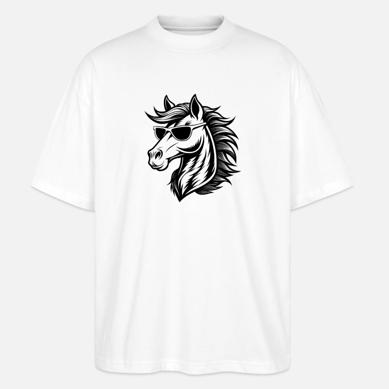 Tête de cheval cool - T-shirt bio Blaster 2.0 coupe oversize Stanley/Stella Unisexe - blanc