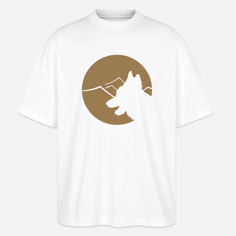 German Shepherd silhouette in circle - Stanley/Stella Oversized Unisex Organic T-shirt Blaster 2.0 - white