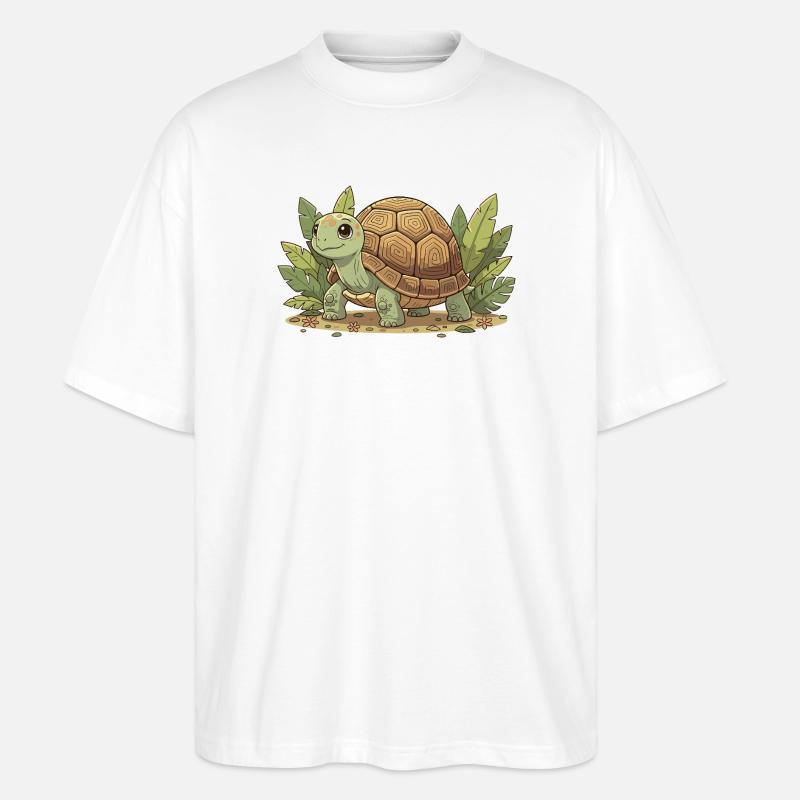 Kuscheltier-Schildkröte im Dschungel - Stanley/Stella Oversized Unisex Bio T-Shirt Blaster 2.0 - Weiß