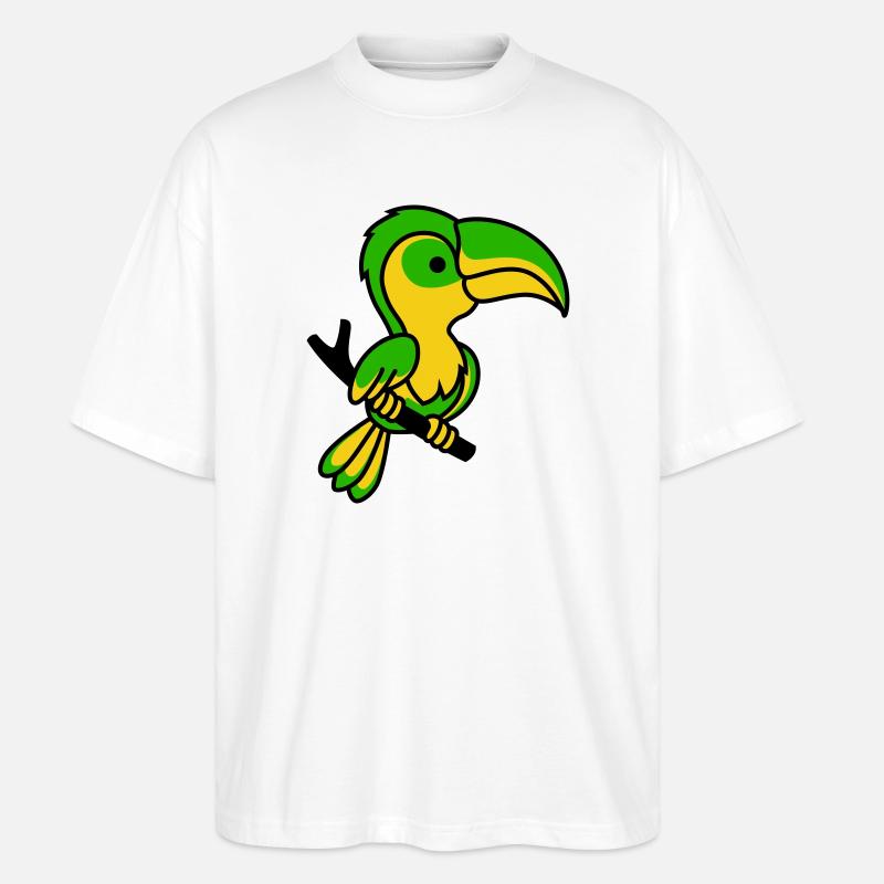 Toucan néon vert et jaune - T-shirt bio Blaster 2.0 coupe oversize Stanley/Stella Unisexe - blanc