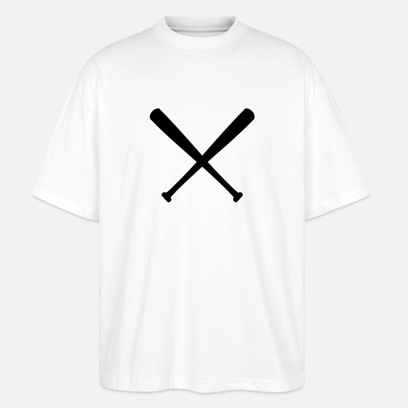 Bats de baseball croisés - T-shirt bio Blaster 2.0 coupe oversize Stanley/Stella Unisexe - blanc