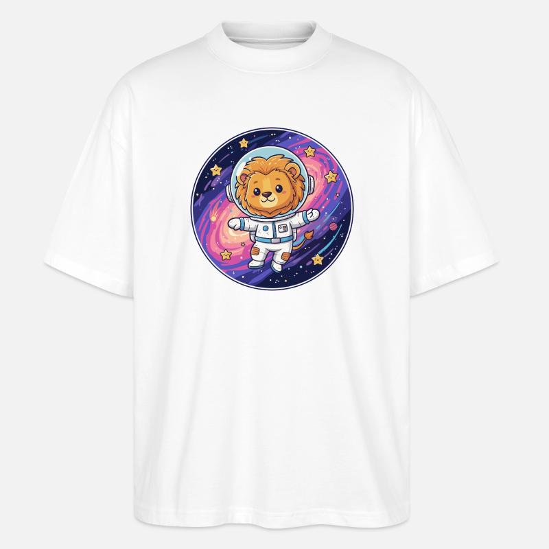 Löwe-Astronaut im Weltraum - Stanley/Stella Oversized Unisex Bio T-Shirt Blaster 2.0 - Weiß