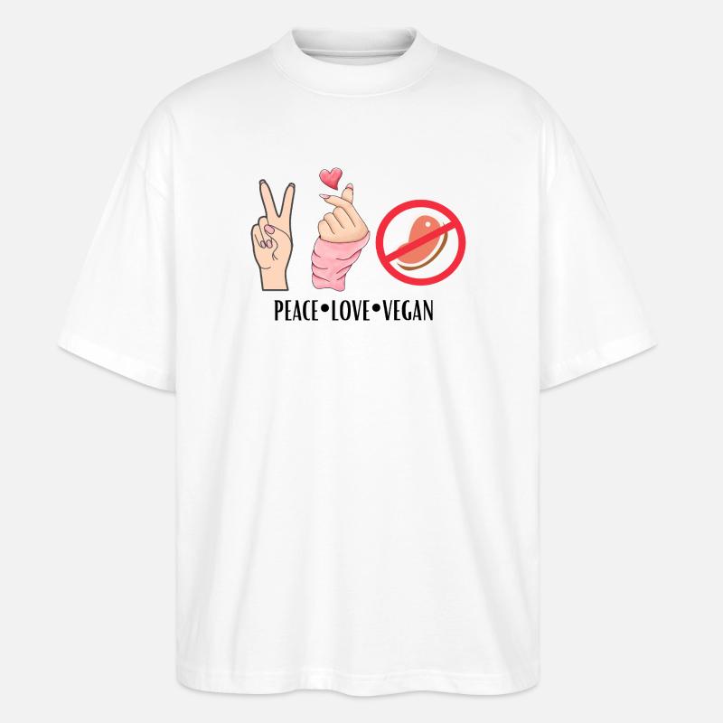 Peace Love Vegan - Stanley/Stella Oversized Unisex Bio T-Shirt Blaster 2.0 - Weiß