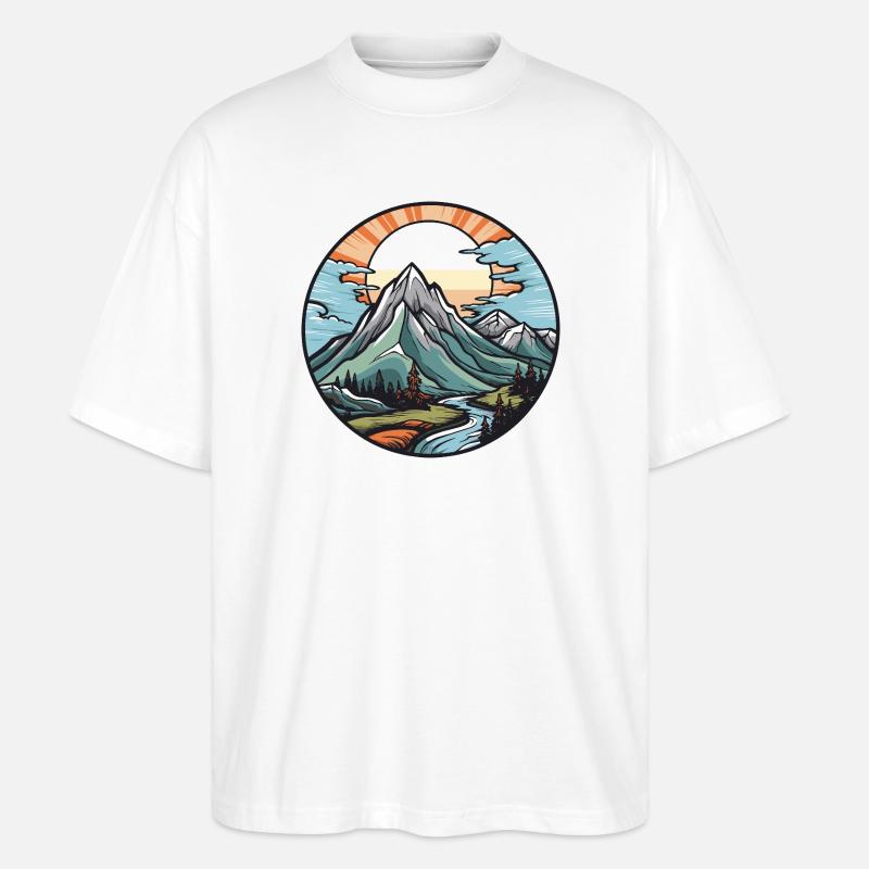 Berge Landschaft - Stanley/Stella Oversized Unisex Bio T-Shirt Blaster 2.0 - Weiß