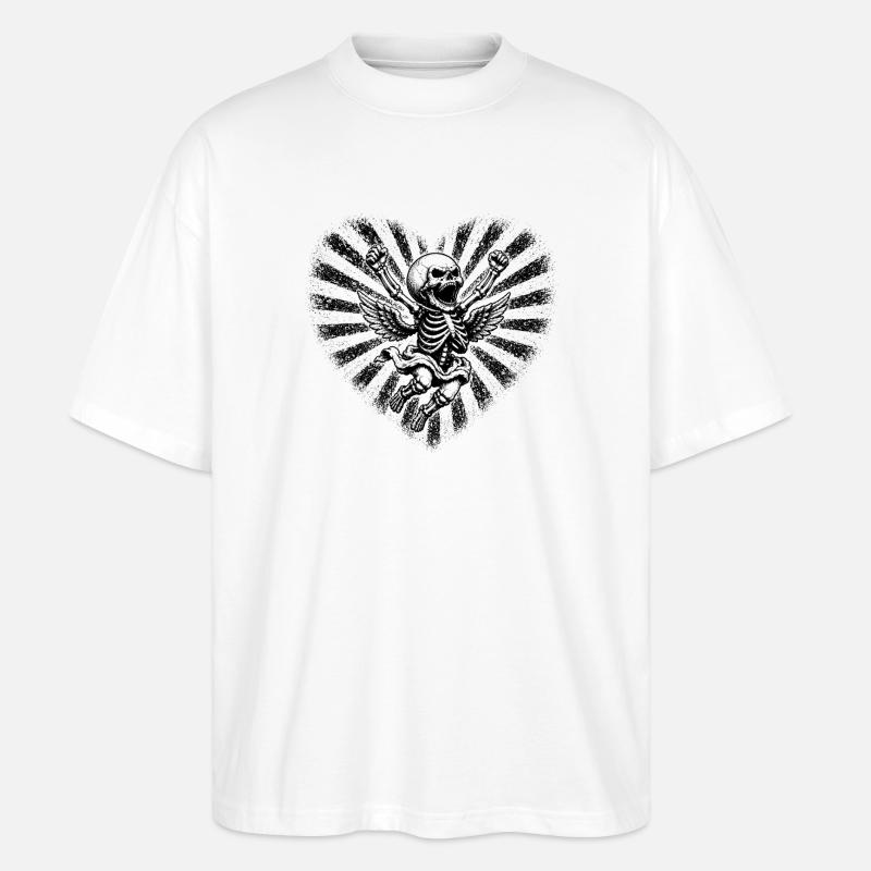 Fliegendes Skelett Engel Rock Motiv - Stanley/Stella Oversized Unisex Bio T-Shirt Blaster 2.0 - Weiß