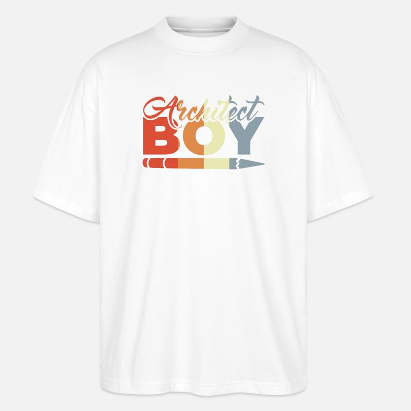Funny Architect Kid - Stanley/Stella Oversized Unisex Organic T-shirt Blaster 2.0 - white