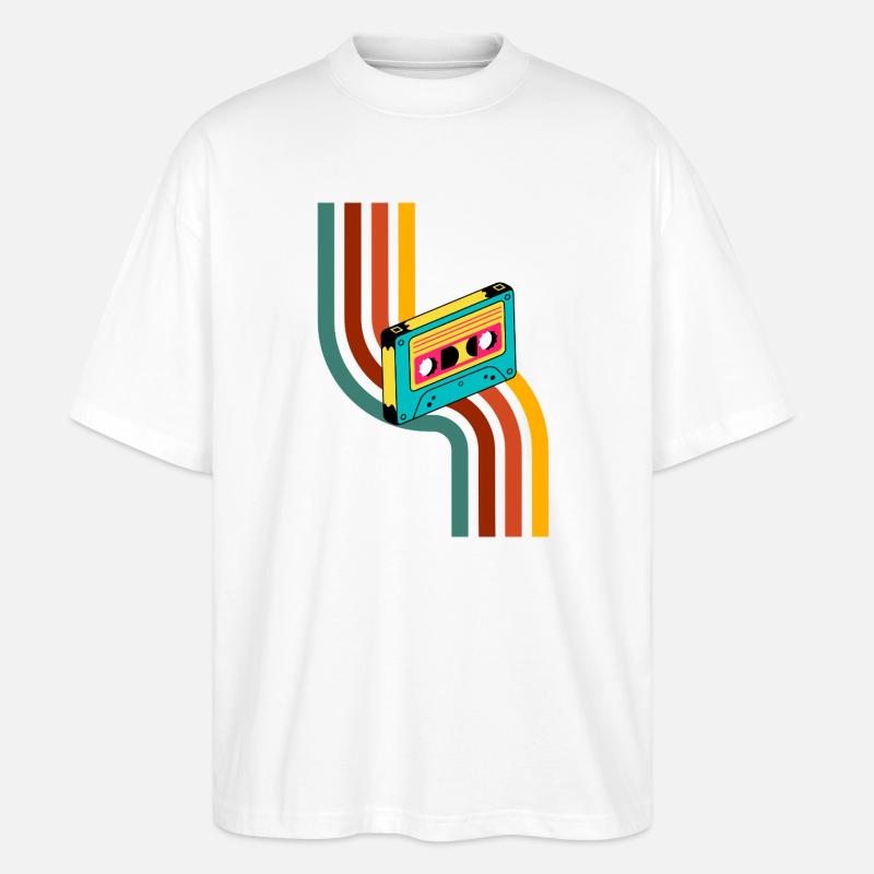 Cassette Neon Rainbow - T-shirt bio Blaster 2.0 coupe oversize Stanley/Stella Unisexe - blanc