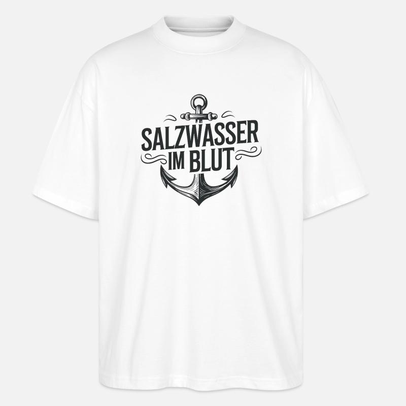 Salzwasser im Blut: Anker-Logo - Stanley/Stella Oversized Unisex Bio T-Shirt Blaster 2.0 - Weiß