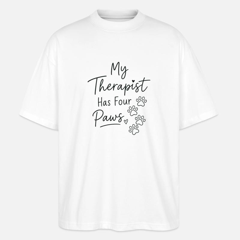 Vier Pfoten Therapiebegleiter - Stanley/Stella Oversized Unisex Bio T-Shirt Blaster 2.0 - Weiß
