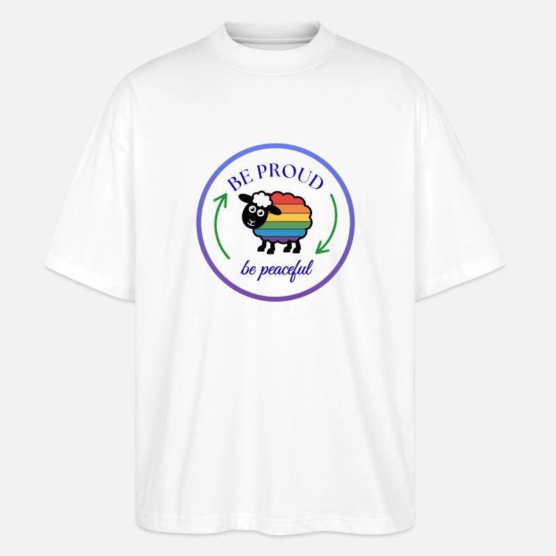 Pride Regenbogen-Schaf: Stolz und Friedlich - Stanley/Stella Oversized Unisex Bio T-Shirt Blaster 2.0 - Weiß