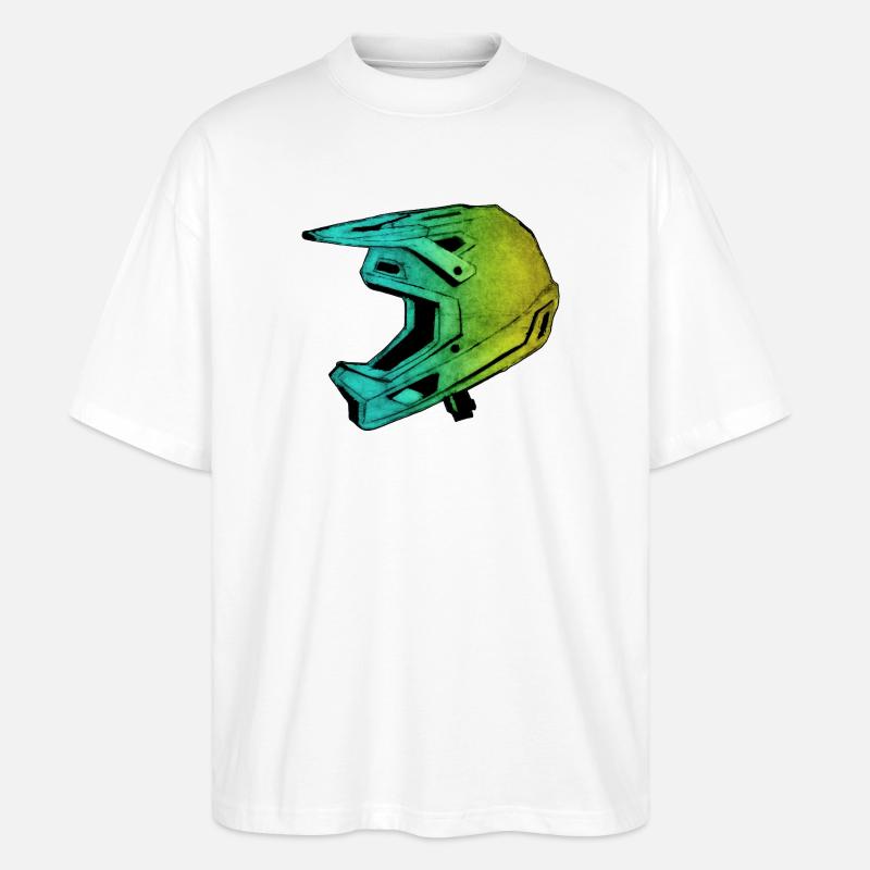 MTB FullFace Helm - handgeschnitzte Druckvorlage - Stanley/Stella Oversized Unisex Bio T-Shirt Blaster 2.0 - Weiß