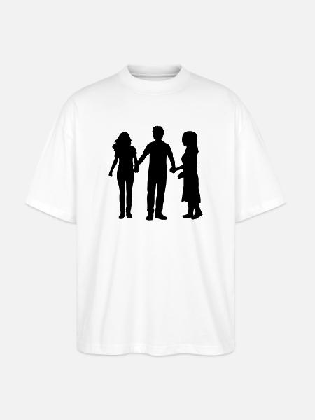 People Group Silhouette Friends Team Together - Stanley/Stella Oversized Unisex Organic T-shirt Blaster 2.0 - white