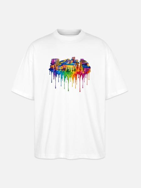 Bakersfield California Dripping Paint - Stanley/Stella Oversized Unisex Organic T-shirt Blaster 2.0 - white