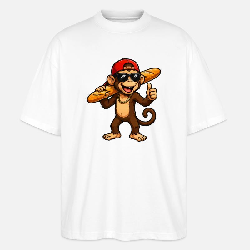 affe-baguette-cool - Stanley/Stella Oversized Unisex Bio T-Shirt Blaster 2.0 - Weiß
