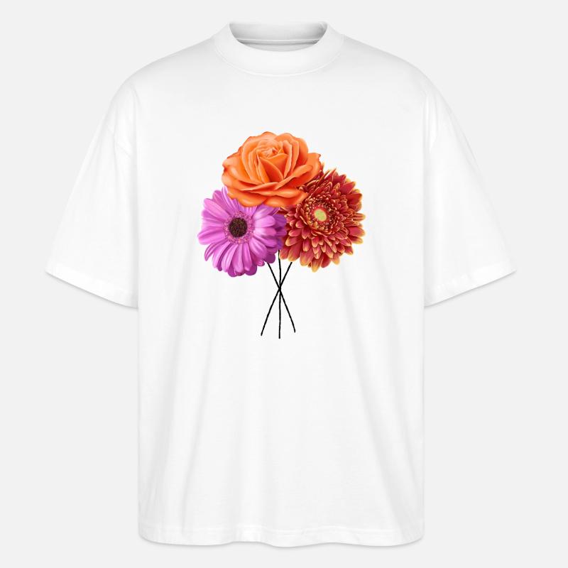 Blüten Trio Farbmelodie - Stanley/Stella Oversized Unisex Bio T-Shirt Blaster 2.0 - Weiß