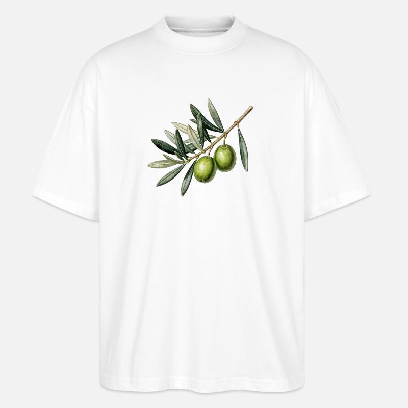 Botanischer Olivenzweig - Stanley/Stella Oversized Unisex Bio T-Shirt Blaster 2.0 - Weiß