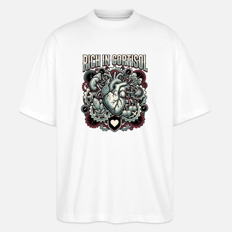 Rich In Cortisol - Stanley/Stella Oversized Unisex Bio T-Shirt Blaster 2.0 - Weiß