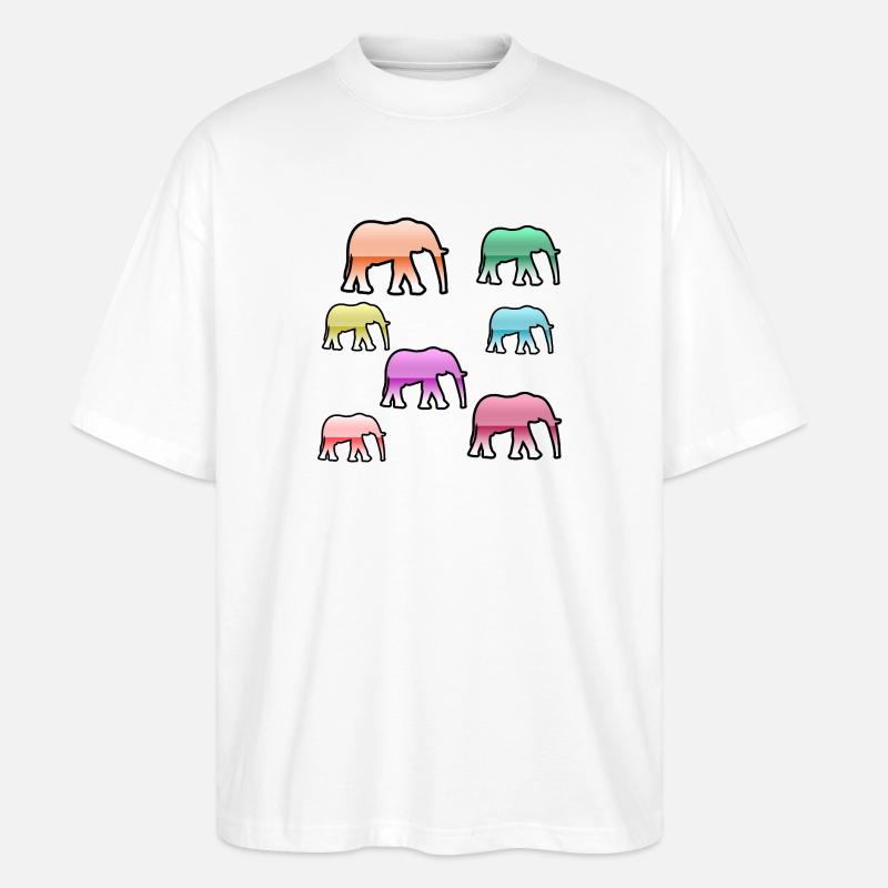Éléphants - T-shirt bio Blaster 2.0 coupe oversize Stanley/Stella Unisexe - blanc