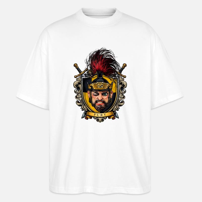 Fury Shield Warrior Crest - Stanley/Stella Oversized Unisex Organic T-shirt Blaster 2.0 - white