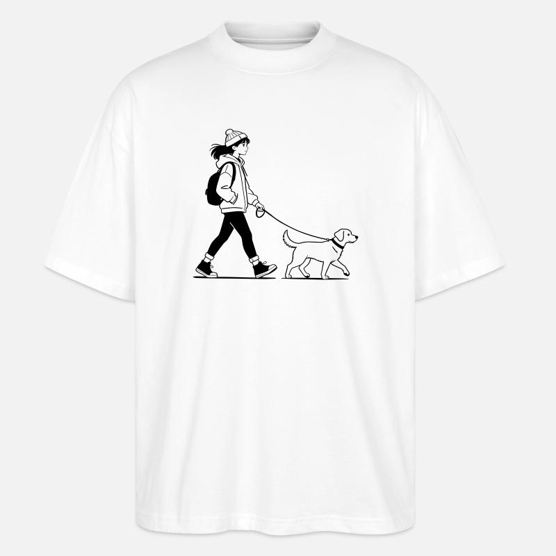 Gassi gehen mit dem Hund - Stanley/Stella Oversized Unisex Bio T-Shirt Blaster 2.0 - Weiß