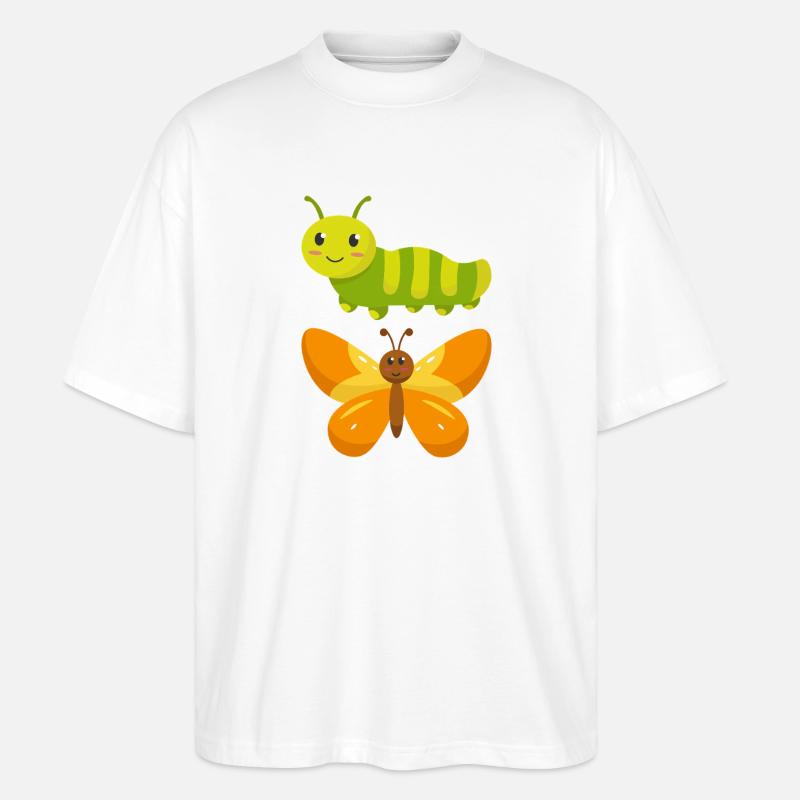 De la chenille au papillon - T-shirt bio Blaster 2.0 coupe oversize Stanley/Stella Unisexe - blanc