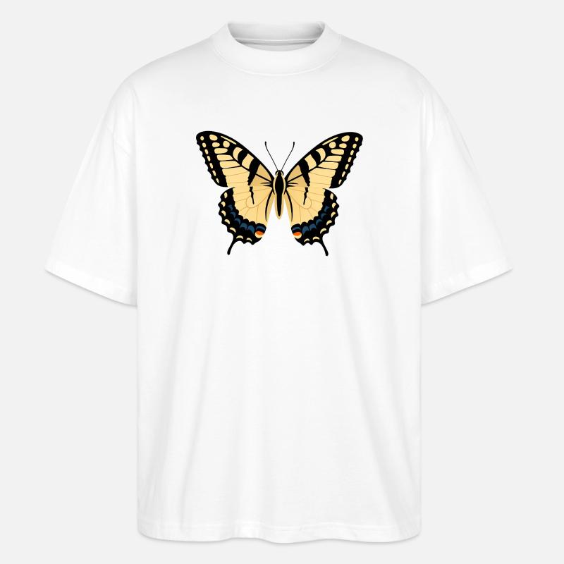 Ailes de papillon noir jaune - T-shirt bio Blaster 2.0 coupe oversize Stanley/Stella Unisexe - blanc