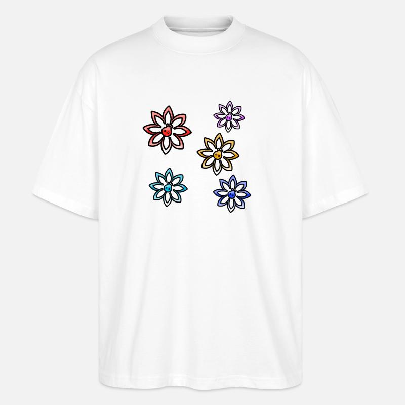 Blumen - Stanley/Stella Oversized Unisex Bio T-Shirt Blaster 2.0 - Weiß