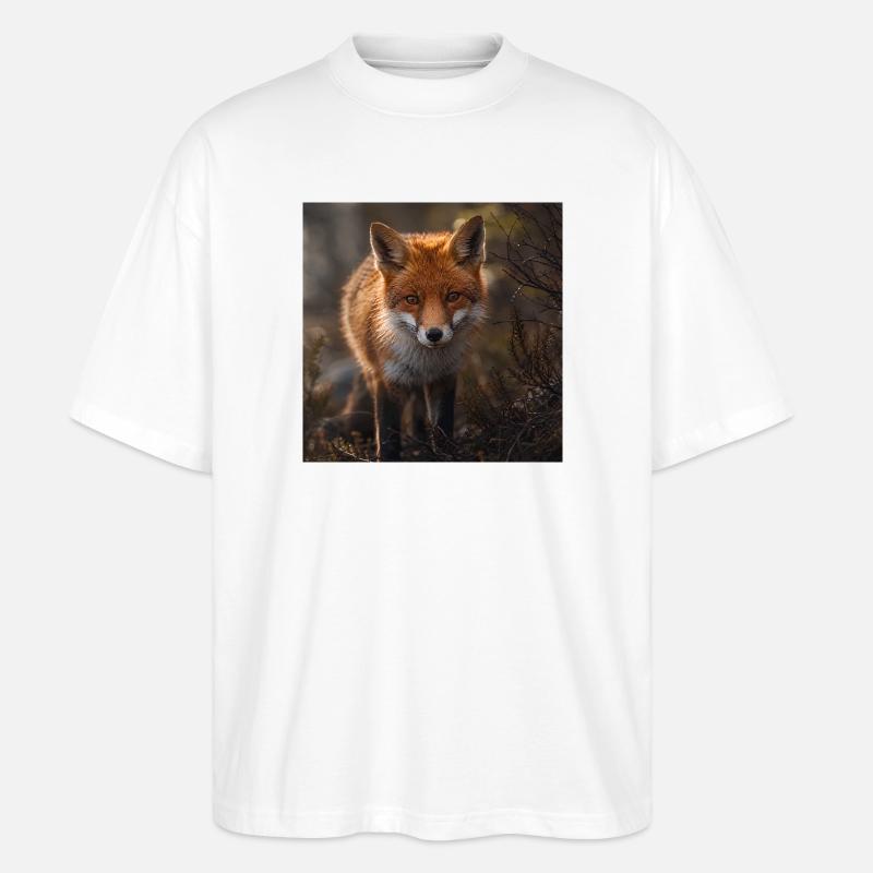 Fuchs in einer Waldlichtung - Stanley/Stella Oversized Unisex Bio T-Shirt Blaster 2.0 - Weiß