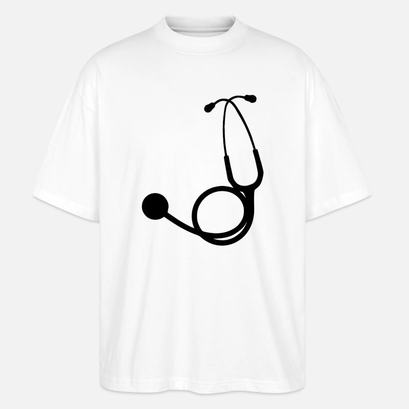 Stethoscope black - Stanley/Stella Oversized Unisex Organic T-shirt Blaster 2.0 - white