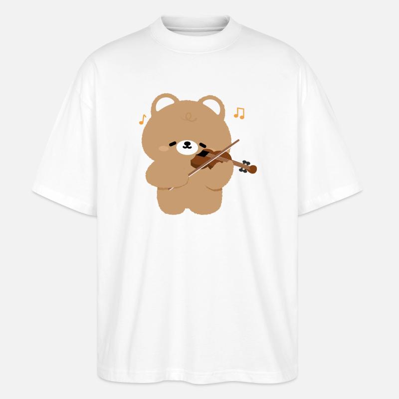 Bear Violinist Charme - Stanley/Stella Oversized Unisex Bio T-Shirt Blaster 2.0 - Weiß