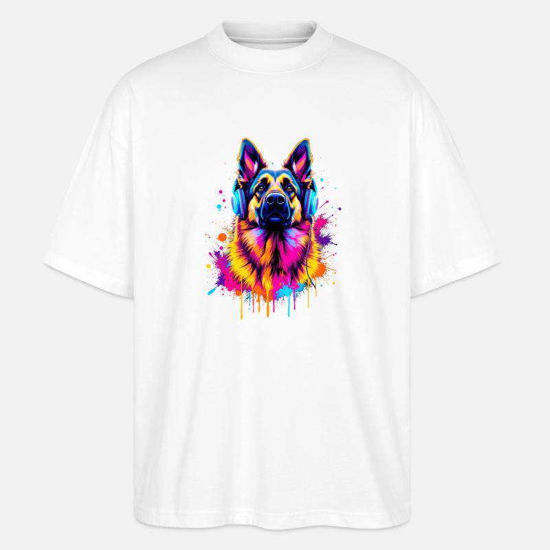 German Shepherd - Stanley/Stella Oversized Unisex Organic T-shirt Blaster 2.0 - white