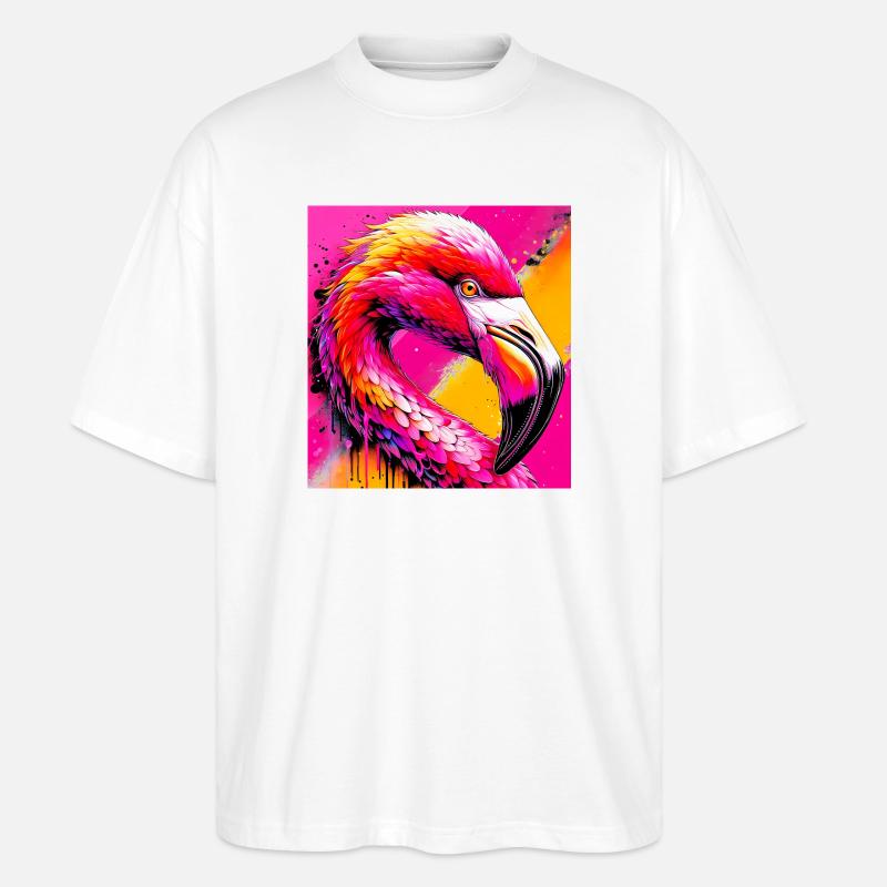 Flamingo - Stanley/Stella Oversized Unisex Bio T-Shirt Blaster 2.0 - Weiß