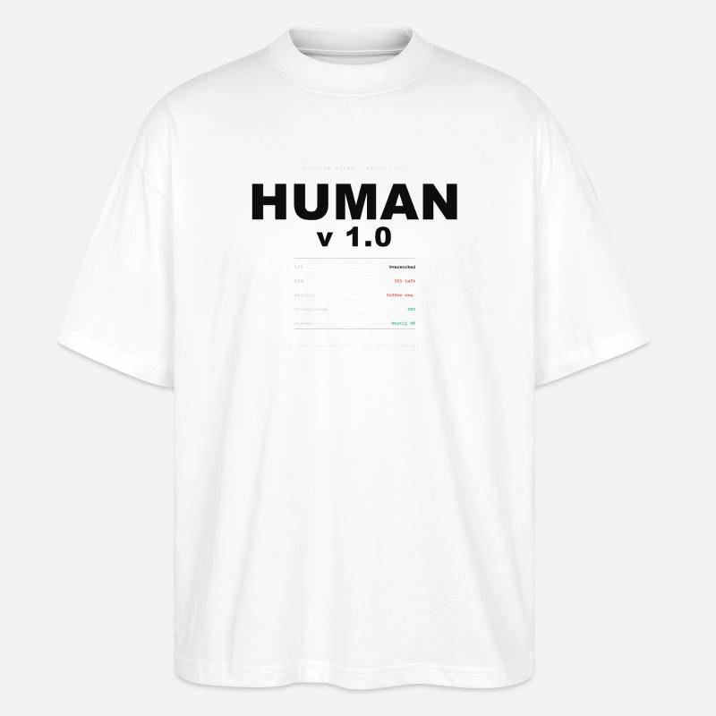 HUMAN V1.0 SPECS - Stanley/Stella Oversized Unisex Organic T-shirt Blaster 2.0 - white