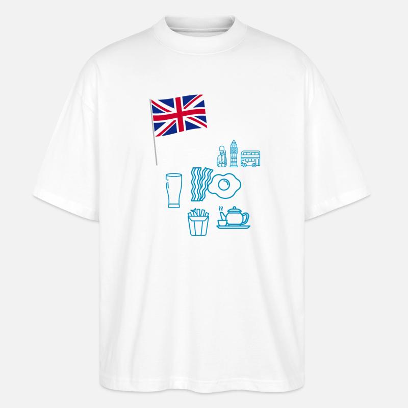 EXANGLIA (Texte Bleu + Blanc) - T-shirt bio Blaster 2.0 coupe oversize Stanley/Stella Unisexe - blanc