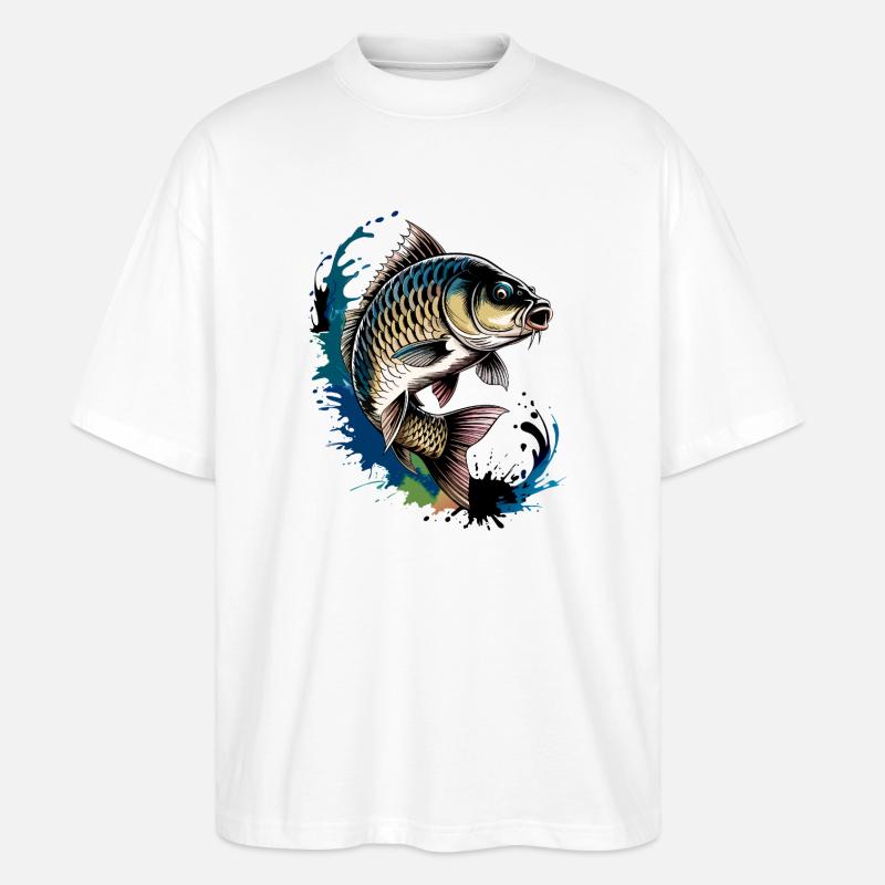 Karpfen Angeln - Stanley/Stella Oversized Unisex Bio T-Shirt Blaster 2.0 - Weiß