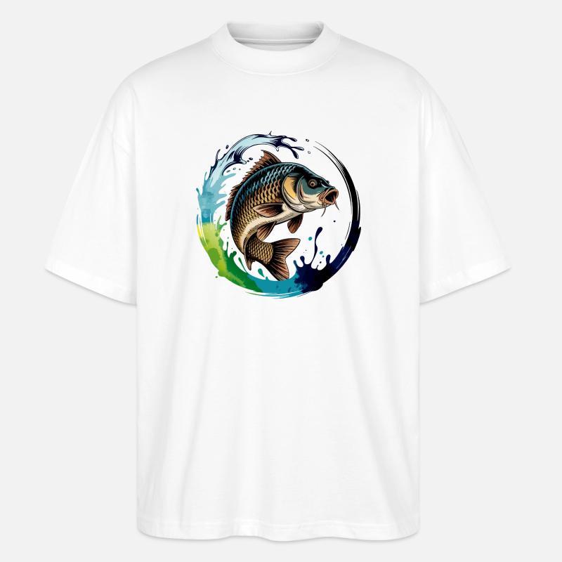 Jumping Carp - Stanley/Stella Oversized Unisex Organic T-shirt Blaster 2.0 - white