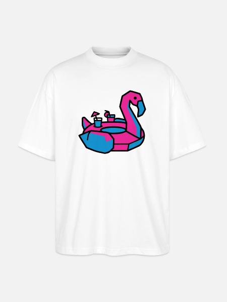 Flamingo Schwimmtier Pool Party - Stanley/Stella Oversized Unisex Bio T-Shirt Blaster 2.0 - Weiß