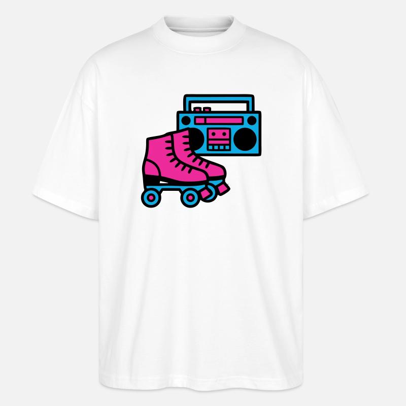 Roller Skates Boombox 80s Retro - Stanley/Stella Oversized Unisex Organic T-shirt Blaster 2.0 - white