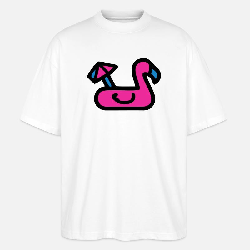 Flamingo Luftmatratze Retro - Stanley/Stella Oversized Unisex Bio T-Shirt Blaster 2.0 - Weiß