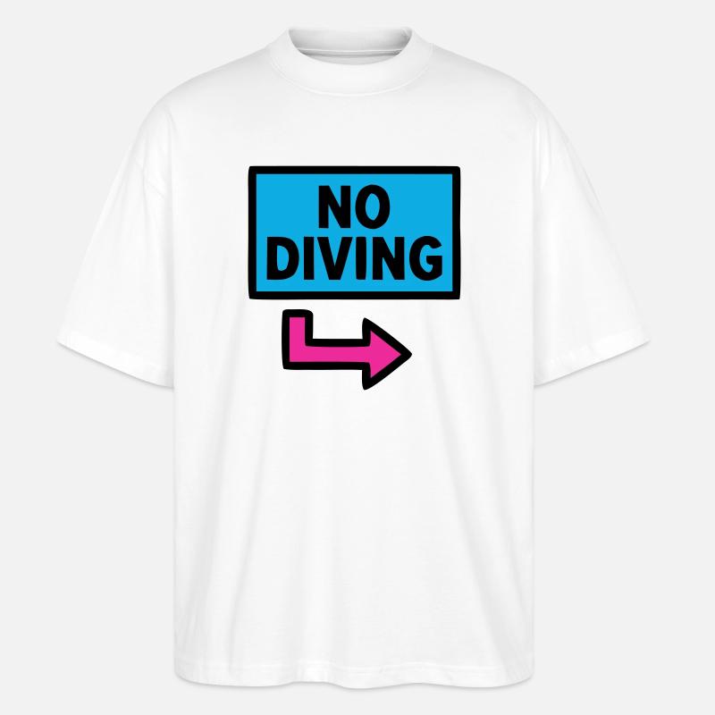 No Diving Sign Pool Retro - Stanley/Stella Oversized Unisex Organic T-shirt Blaster 2.0 - white