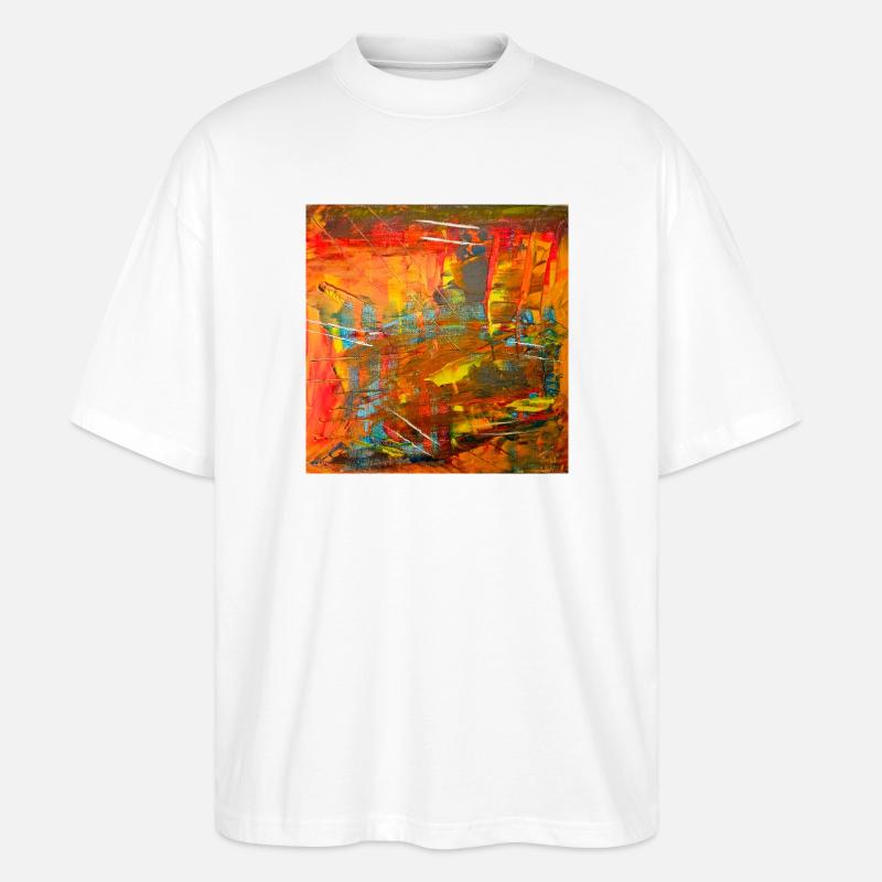 Feuerfarbenes Abstraktbild - Stanley/Stella Oversized Unisex Bio T-Shirt Blaster 2.0 - Weiß