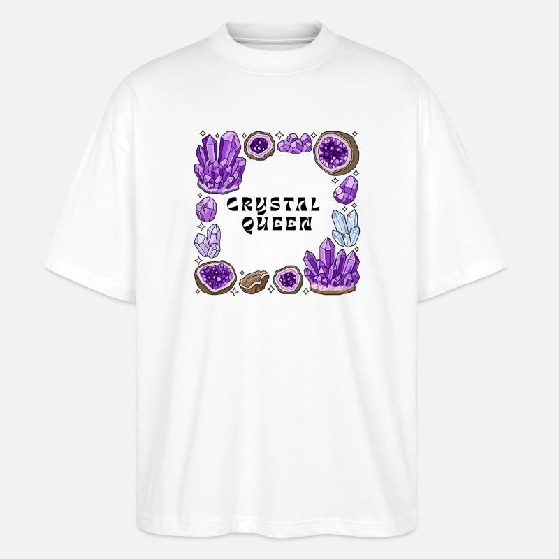 Amnetyst Crystal Geode Circle - Stanley/Stella Oversized Unisex Organic T-shirt Blaster 2.0 - white